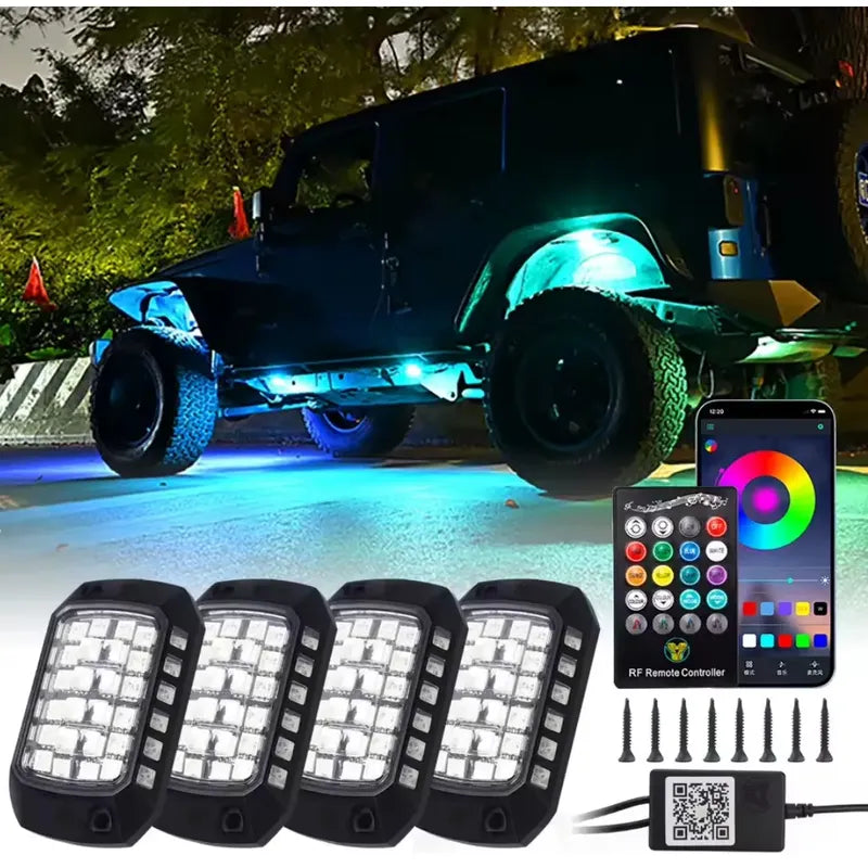 Kit Luz De Chasis 3d 36led Rgb Bluetooth Control 12v Tunning