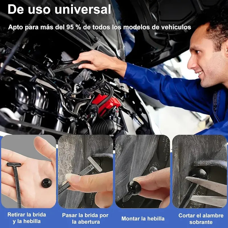 100 Clips Broches Sujetador Retencion Lata Plastico Auto Tap