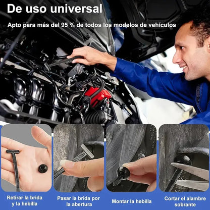 100 Clips Broches Sujetador Retencion Lata Plastico Auto Tap