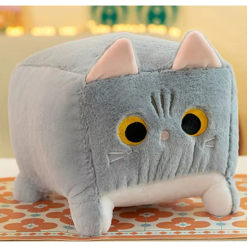 Peluche Cojin D Gato Kawaii Felpa Super Suave Cubo Cute /r&c