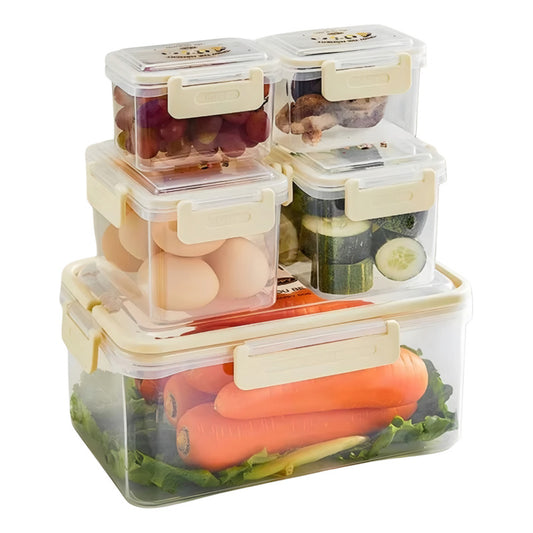 X5 Contenedor Hermético Cn Tapa Fruta Verdura Frescas Kawaii