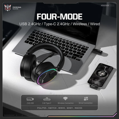 Audifono Gamer Onikuma Gt836 4modos Bluetooth Usb C Y Cable Negro Gt836