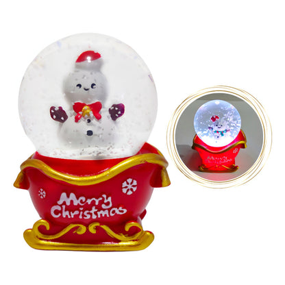 Esfera De Cristal Navideña Con Luz Mini Bola De Nieve 7cm