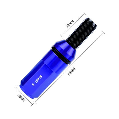 Set 20 Pernos De Llanta Doble Cabezal + Llave M14 Tunning Az 8044 Azul M14x1.5