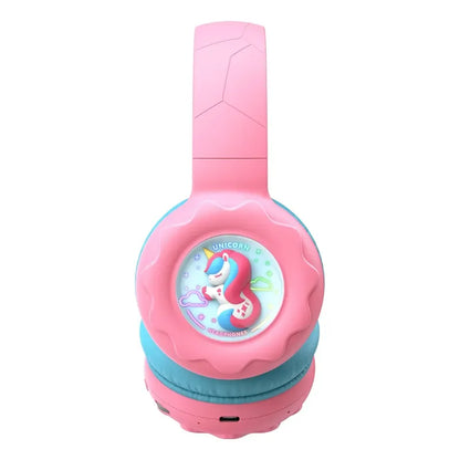 Audifono Bluetooth Onikuma B30 Niñ@s Bajo Nivel Ruido Cn Luz Rosa Unicorio B30