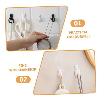 X3 Gancho Colgador Adhesivo De Gatitos Perchero Baño Cocina Blanco 30359