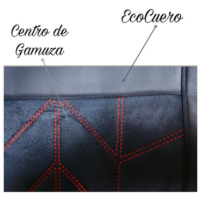 Set Cubre Asiento Momo 10pcs Eco Cuero Y Gamuza Premiun Auto