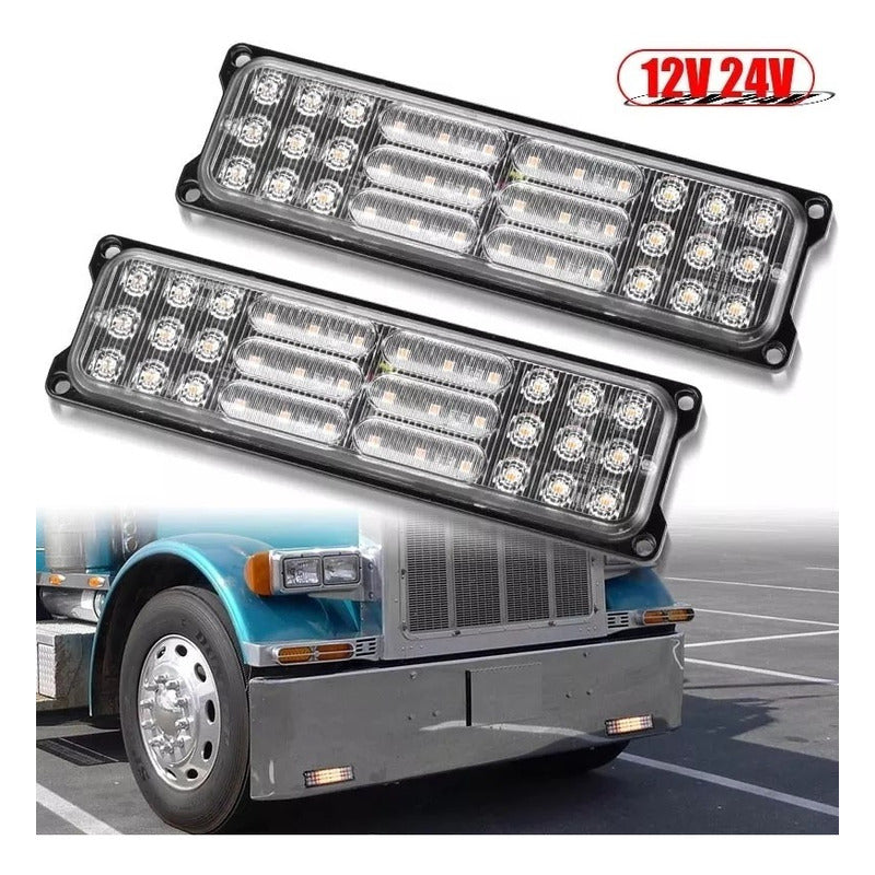 X2 Luz Led De Trocha Destellante Luz Advertencia 12v - 24v