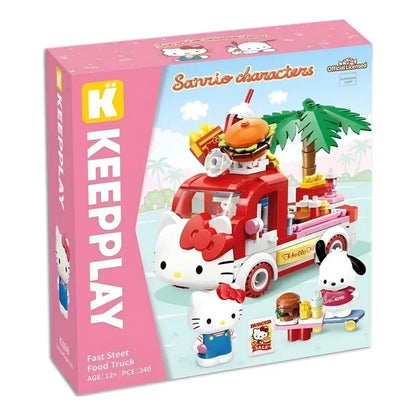 Set Bloques De Construcción Keeppley Hello Kitty Y Amigos 340 Hello Kitty Y Pochacco Fast Steeet Food 9084