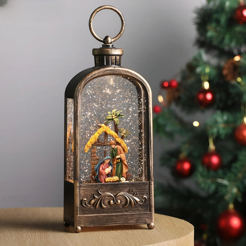 Farol Navideño Con Luz Led Música Lámpara Navidad Pesebre