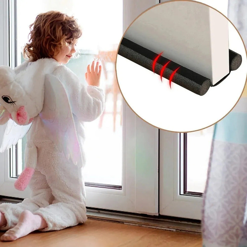 Protector Doble Aislante Frío Polvo Insecto Burlete Puerta Color Negro Liso