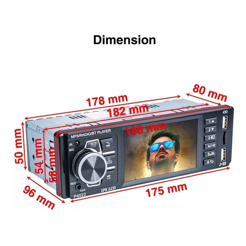 Radio Auto 1 Din Con Pantalla 4.1 + Cámara De Retroceso /r&c