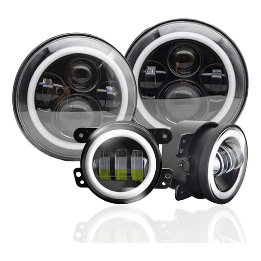 Kit Foco Jepp 7'' Ojo De Ángel + Foco Antiniebla 4'' Wrangle