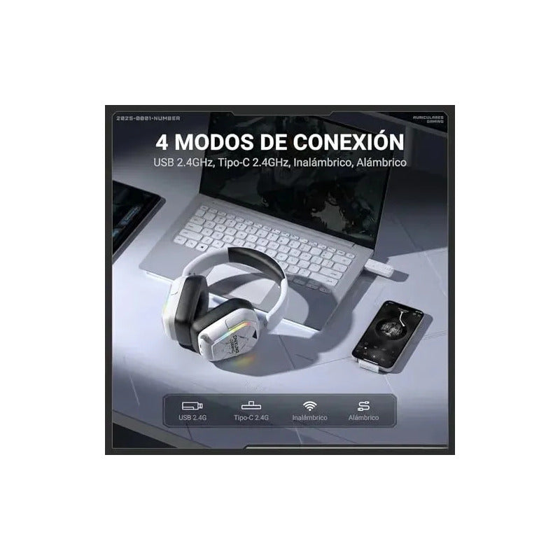 Audífonos Gamer Onikuma Gt883-b Inalámbricos Con Bluetooth Y Micrófono Flexible, Blanco