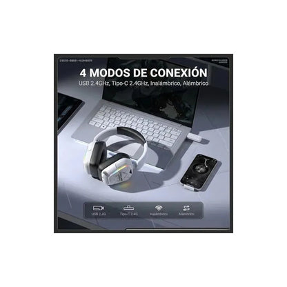 Audífonos Gamer Onikuma Gt883-b Inalámbricos Con Bluetooth Y Micrófono Flexible, Blanco