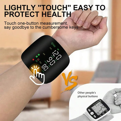 Toma Presión Arterial Digital De Muñeca Con Voz Pantalla Led Negro Gl70096