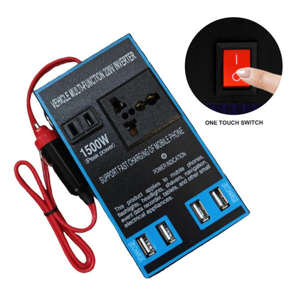 Adaptador Enchufe Inversor 12v A 220v 1500w 4usb 2cenicero