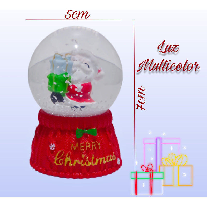 Esfera De Cristal Navideña Con Luz Mini Bola De Nieve 7cm