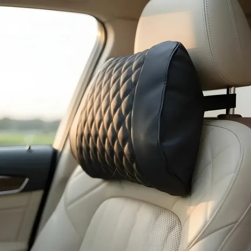 Cojin Apoya Cabeza Almohada Cojin Lumbar Eco Cuero Para Auto Negro