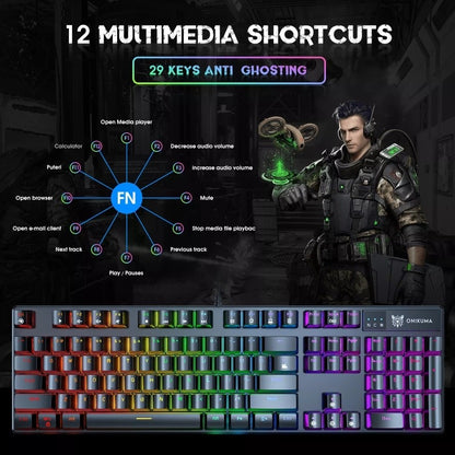 Teclado Gamer Mecánico Rgb Keyboard Para Juego Onikuma /r&c Negro Español Latinoamérica