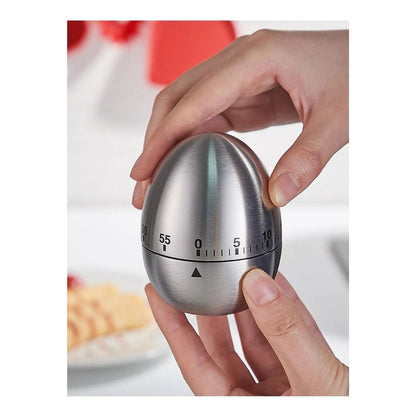 Temporizador De Cocina Mecánico Forma De Huevo 60mim Alarma Plateado Huevo Cocido