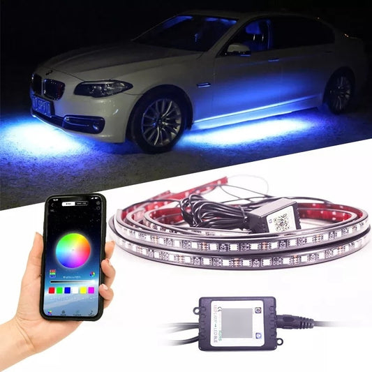 Kit X4 Luz De Chasis Rgb Exterior App Bluetooth Tuning 120cm