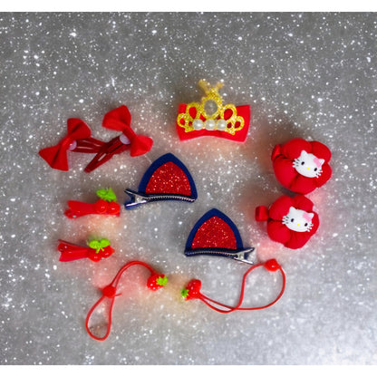 Estuche D Pinches Y Colet Bebé Niñas 11pcs Gancho Oreja Gato