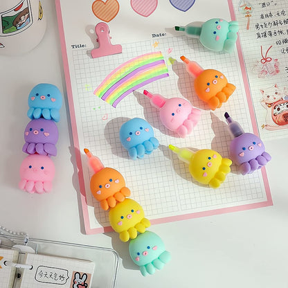 Pack 5 En 1 Destacadores De Pulpo Kawaii Resaltadores Cute
