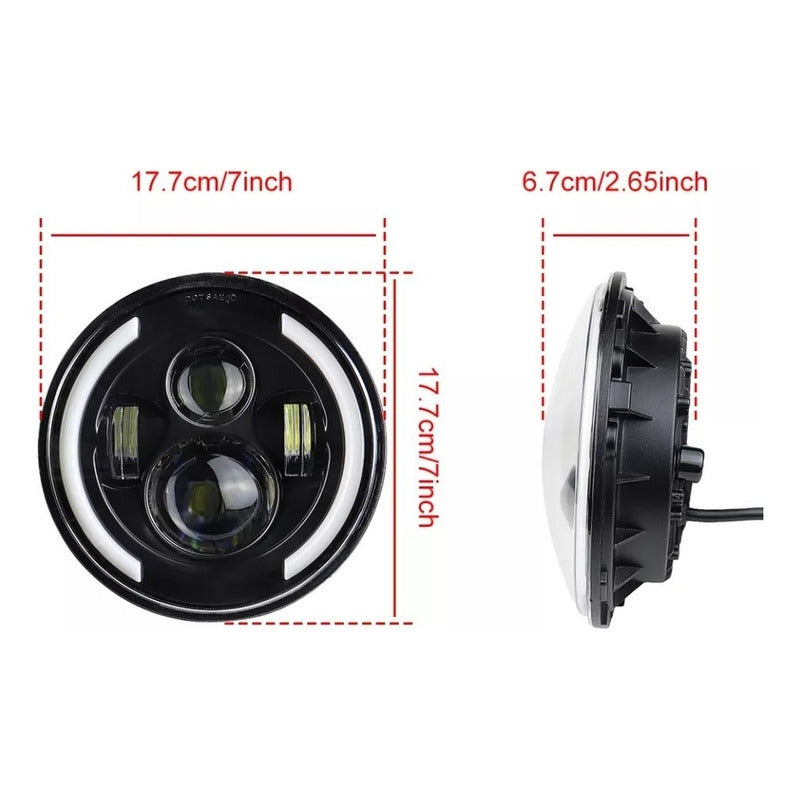 X2 Foco Jeep 7 Pulgadas Ojo De Angel Bicolor Lateral Led R&c