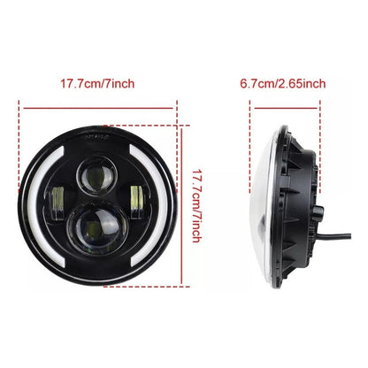 X2 Foco Jeep 7 Pulgadas Ojo De Angel Bicolor Lateral Led R&c