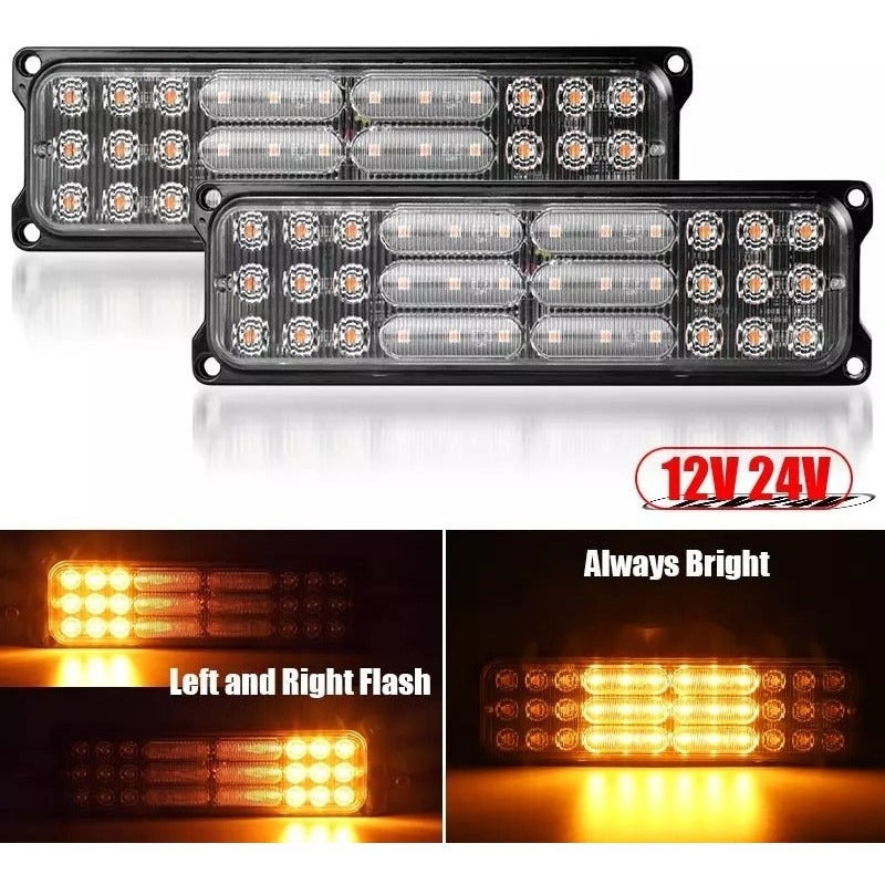 X2 Luz Led De Trocha Destellante Luz Advertencia 12v - 24v
