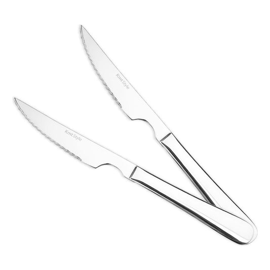 Set De 2 Cuchillos Para Carne Acero Inox Classic 23 Cm Color Plateado