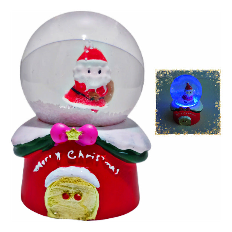 Esfera De Cristal Navideña Con Luz Mini Bola De Nieve 7cm