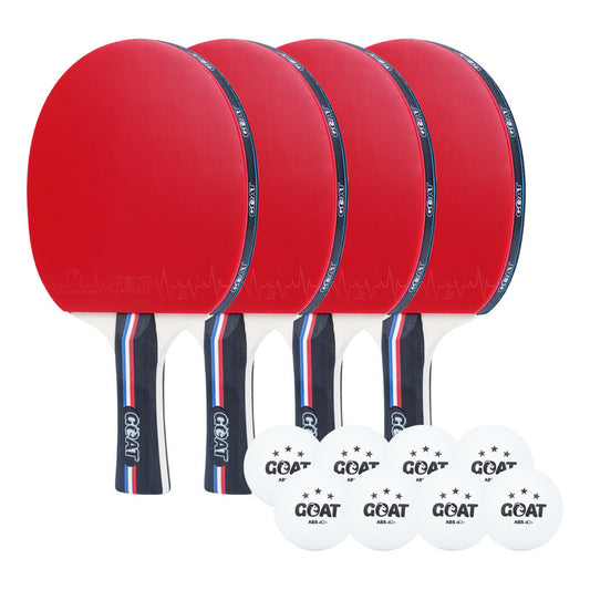 Set Ping Pong 4 Paletas + 8pelotas +estuche Kit Tenis Mesa Color Rojo/negro Tipo De Mango Fl (cóncavo)