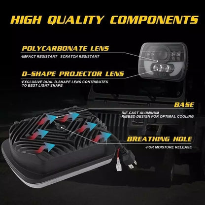 Foco Led Óptico 7x6 Intermitente 5x7 Embutido X2 Par Ah/r&c