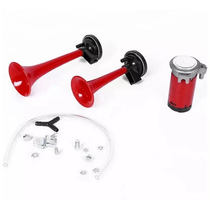 Bocina Doble Eléctrica Trompeta Aire + Compreso Auto 12v