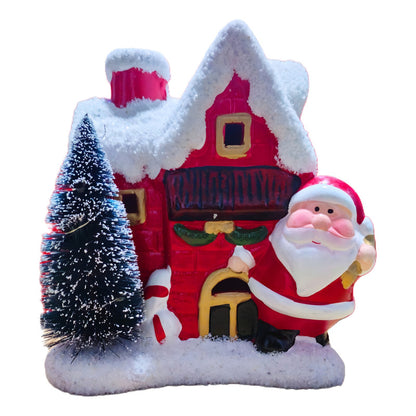 Villa De Navidad Mini Con Luz Casa Navideña Con Luz Y Árbol