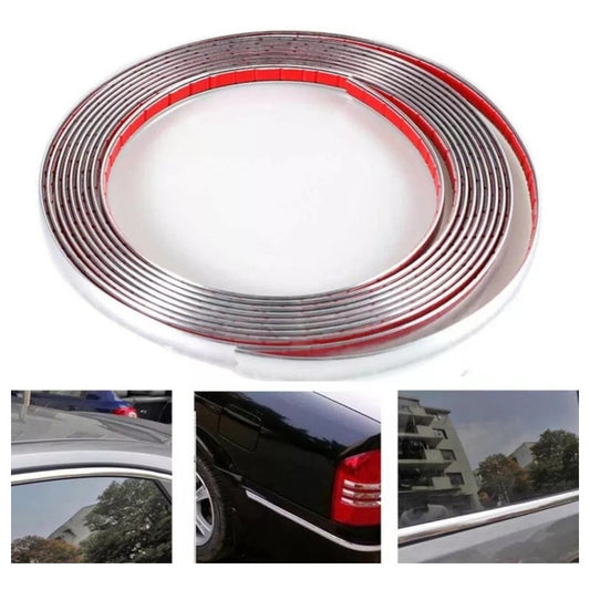 Moldura Cromada 15mm Adhesiva Auto Tuning Universal /ryc