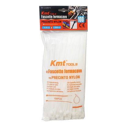 Set 100 Amarras Plásticas 4.8x200mm Precinto Nylon Multiuso