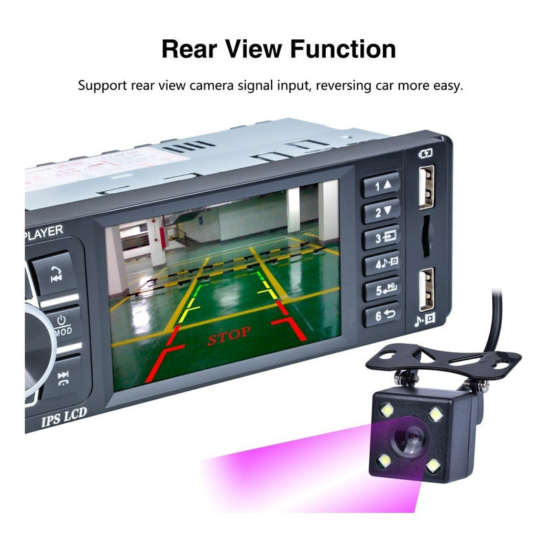 Radio Auto 1 Din Con Pantalla 4.1 + Cámara De Retroceso /r&c