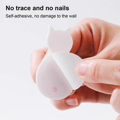 X3 Gancho Colgador Adhesivo De Gatitos Perchero Baño Cocina Blanco 30359