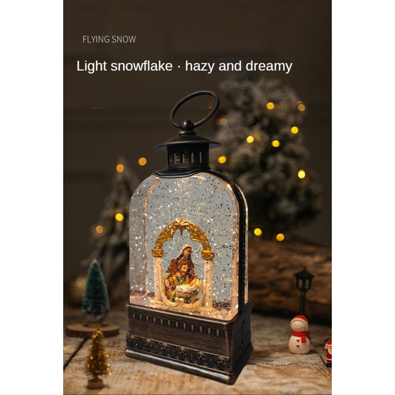 Farol Navideño Con Luz Led Música Lámpara Navidad Pesebre