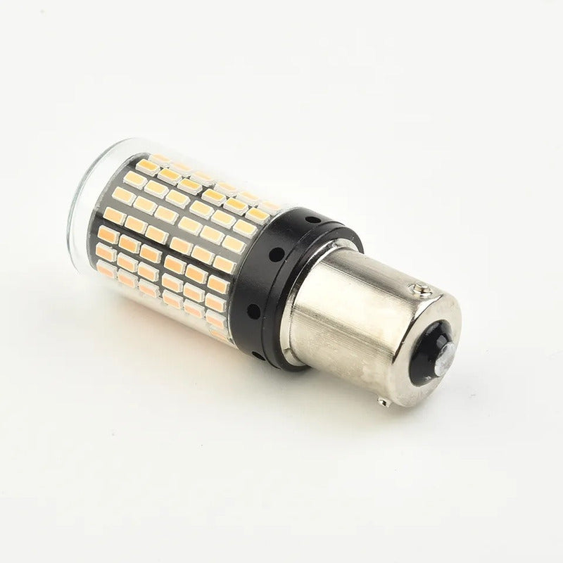 X2 Ampolleta 144 Led Intermitente Py21 Pata En V 12v Ámbar