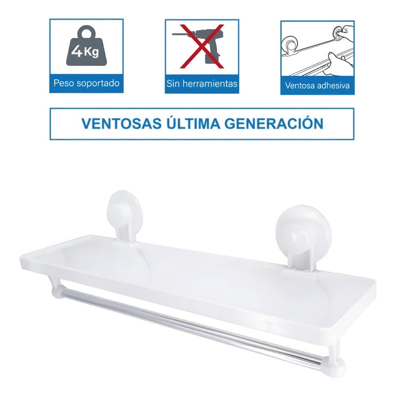 Estante Organizador De Ducha + Toallero Con Ventosa Adhesiva