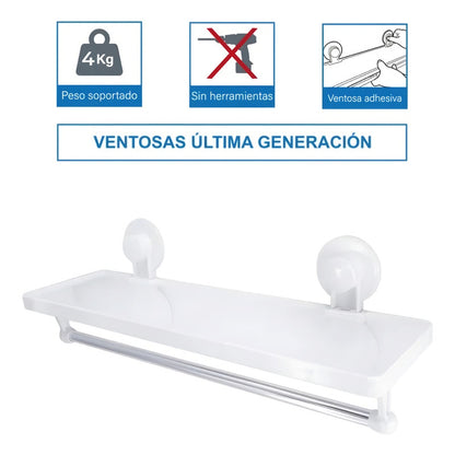 Estante Organizador De Ducha + Toallero Con Ventosa Adhesiva