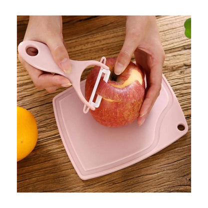 Set Cuchillo + Pelador De Cerámica De Frutas Verdura + Tabla
