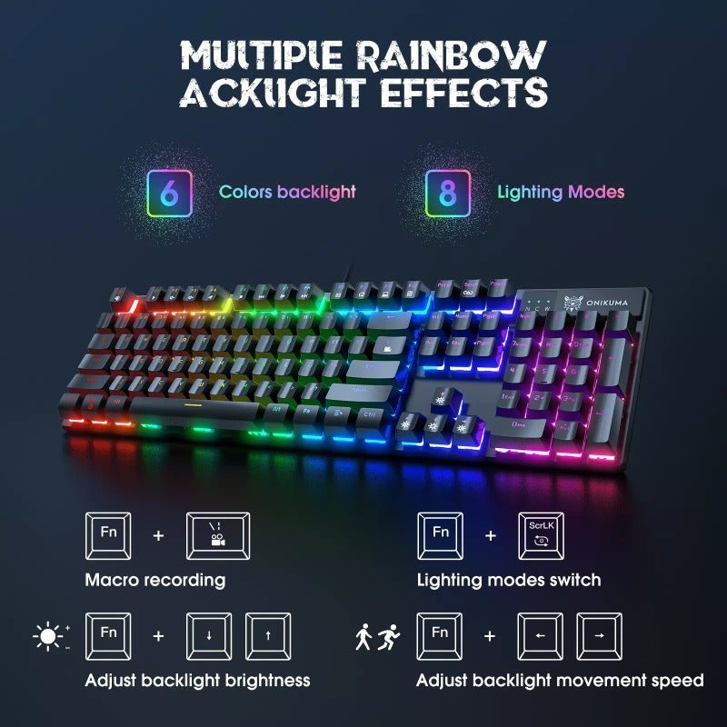 Teclado Gamer Mecánico Rgb Keyboard Para Juego Onikuma /r&c Negro Español Latinoamérica