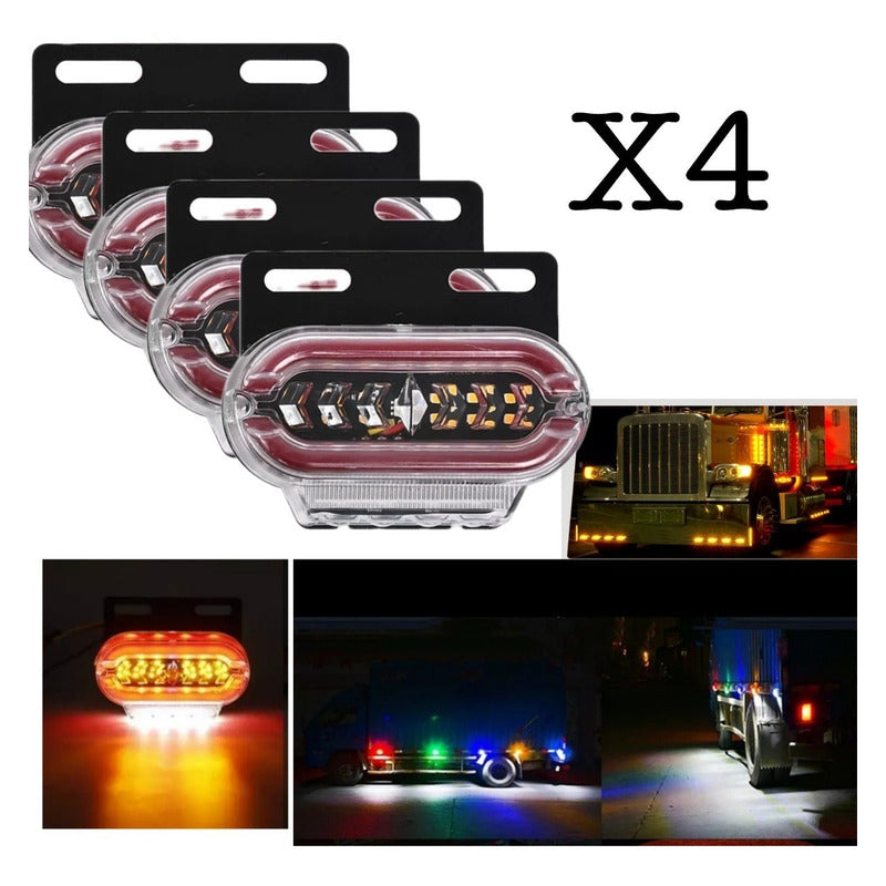 X4 Luz Led Trocha Bicolor Luz Lateral Led Advertencia 24v