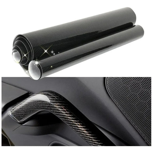 Vinilo Fibra De Carbono 5d Brillante Autoadhesivo 75x200cm 5d Negro Fibra