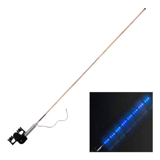 Antena Tipo Látigo Con Luz Led 100cm Auto Camión Destellante Azul 24v